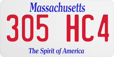 MA license plate 305HC4