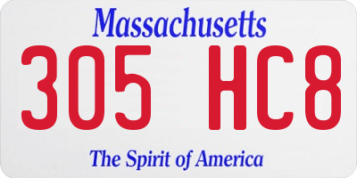 MA license plate 305HC8