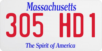 MA license plate 305HD1