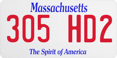 MA license plate 305HD2