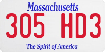 MA license plate 305HD3