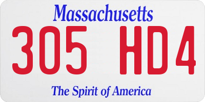 MA license plate 305HD4