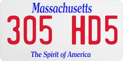 MA license plate 305HD5