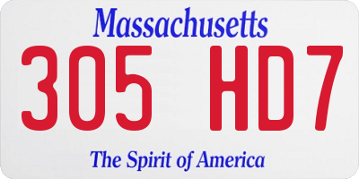 MA license plate 305HD7