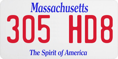 MA license plate 305HD8