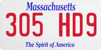 MA license plate 305HD9