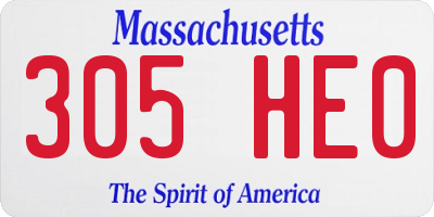 MA license plate 305HE0