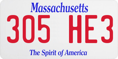 MA license plate 305HE3