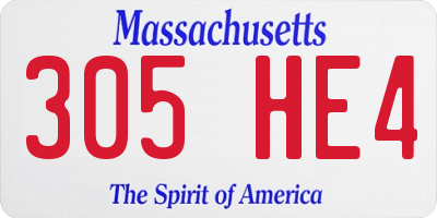 MA license plate 305HE4