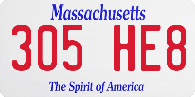 MA license plate 305HE8