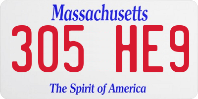 MA license plate 305HE9