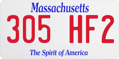 MA license plate 305HF2