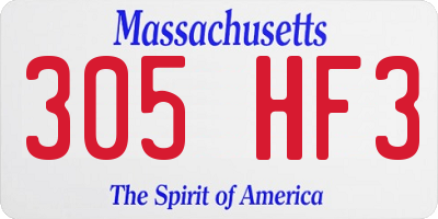 MA license plate 305HF3