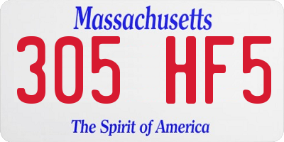 MA license plate 305HF5