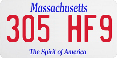 MA license plate 305HF9