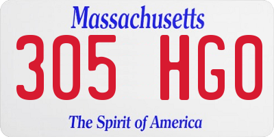 MA license plate 305HG0