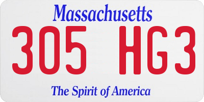 MA license plate 305HG3