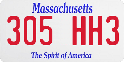 MA license plate 305HH3