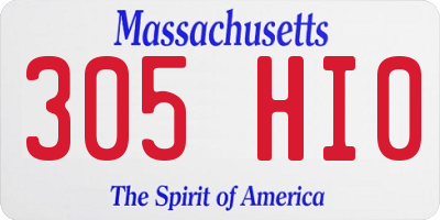 MA license plate 305HI0