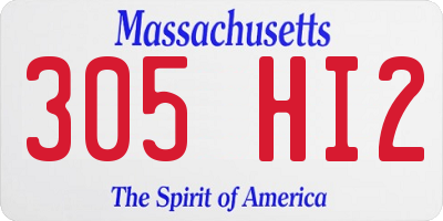 MA license plate 305HI2