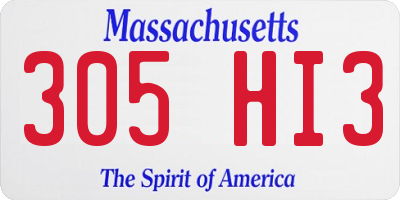 MA license plate 305HI3