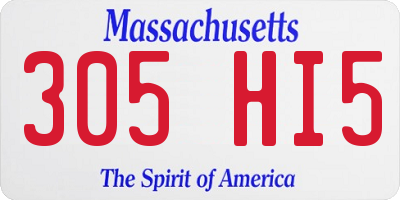 MA license plate 305HI5