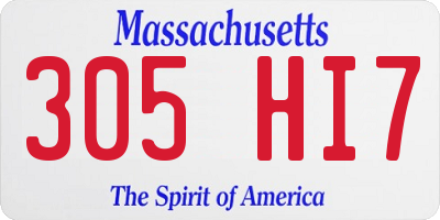 MA license plate 305HI7