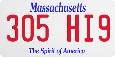 MA license plate 305HI9