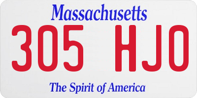 MA license plate 305HJ0