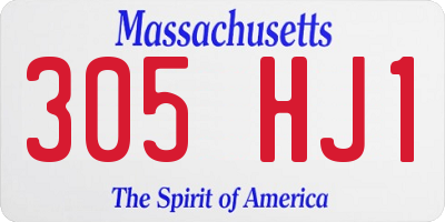 MA license plate 305HJ1