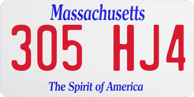MA license plate 305HJ4