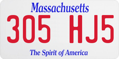 MA license plate 305HJ5