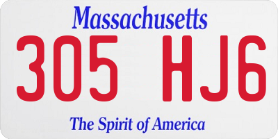 MA license plate 305HJ6