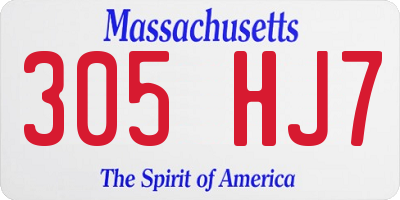 MA license plate 305HJ7