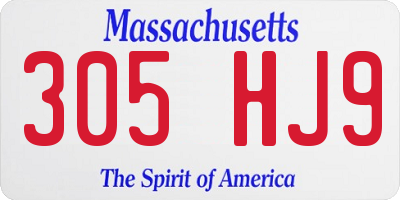 MA license plate 305HJ9