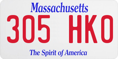 MA license plate 305HK0