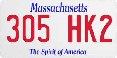 MA license plate 305HK2