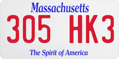 MA license plate 305HK3