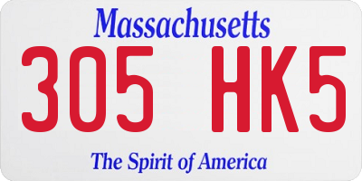 MA license plate 305HK5