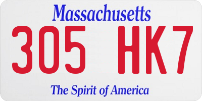MA license plate 305HK7