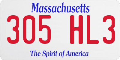 MA license plate 305HL3