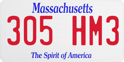 MA license plate 305HM3