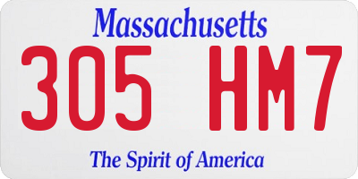 MA license plate 305HM7