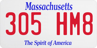 MA license plate 305HM8