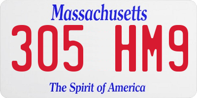 MA license plate 305HM9