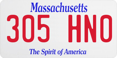 MA license plate 305HN0