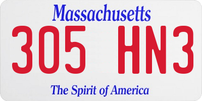 MA license plate 305HN3