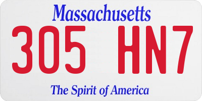 MA license plate 305HN7