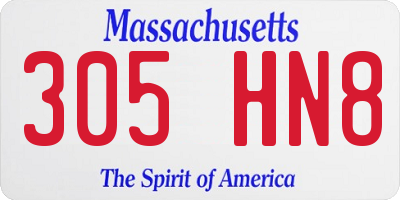 MA license plate 305HN8