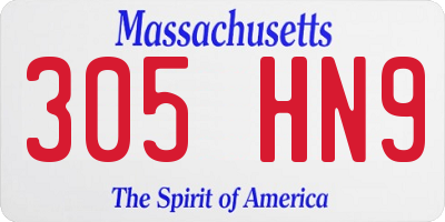 MA license plate 305HN9